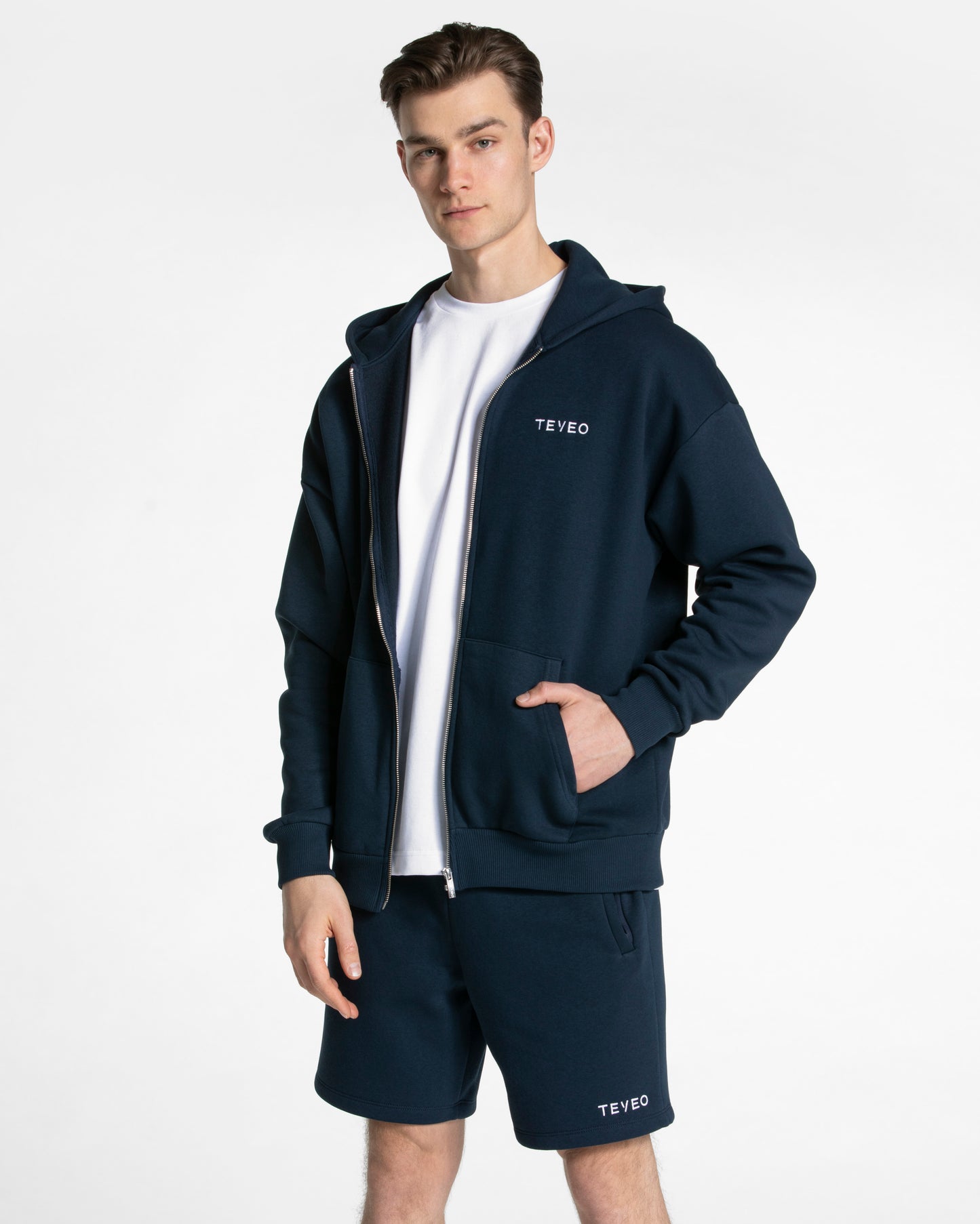 Sweat à capuche zippé oversize Arrival « bleu foncé »