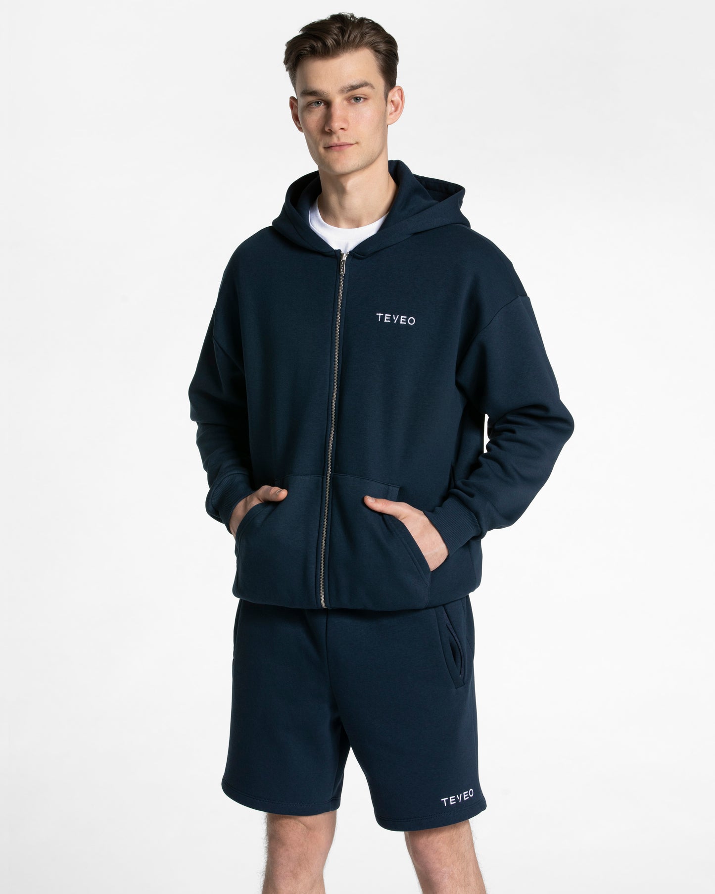 Sweat à capuche zippé oversize Arrival « bleu foncé »