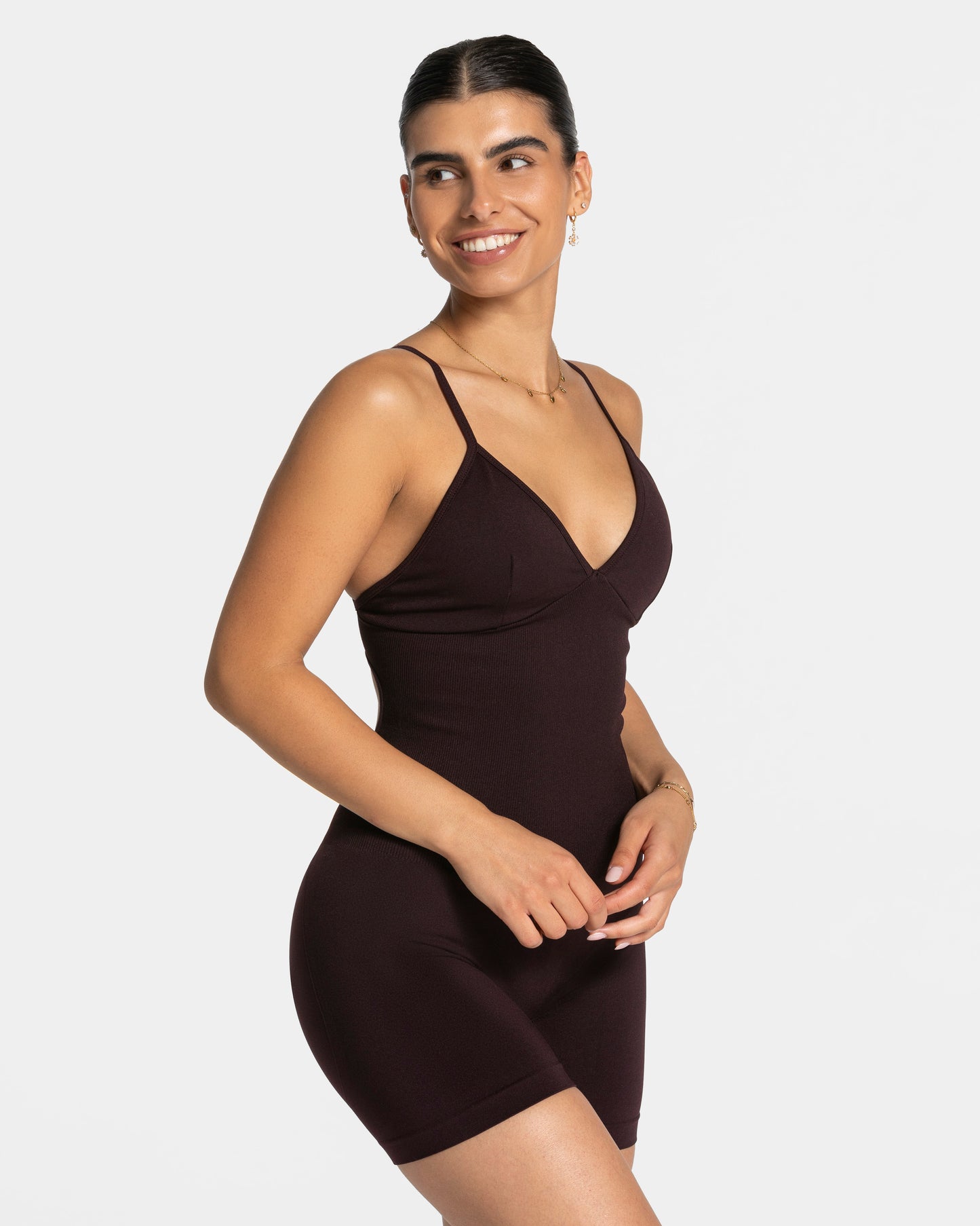 Combi-short dos en V Covert scrunch Essence « Merlot »