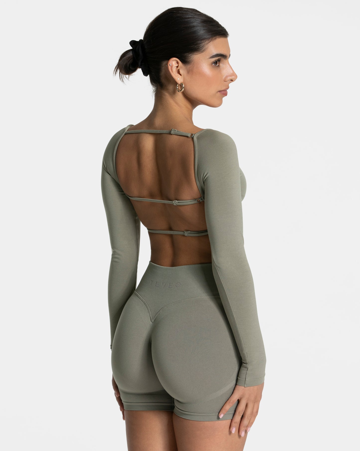 Haut à manches longues Femme Backless « kaki »