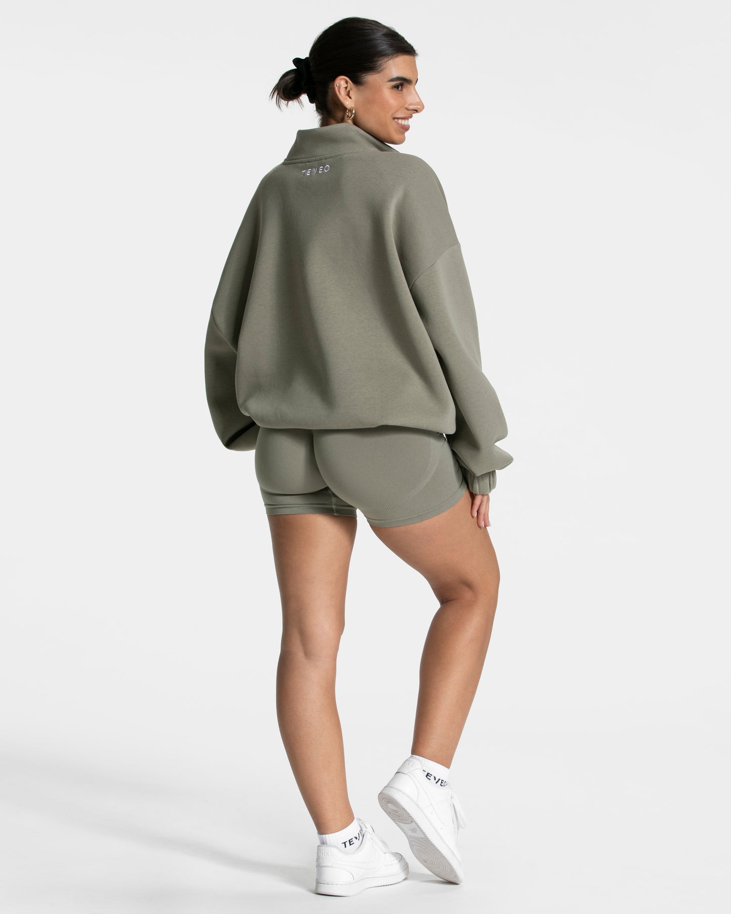 Sweat-shirt demi-zippé Femme « kaki »