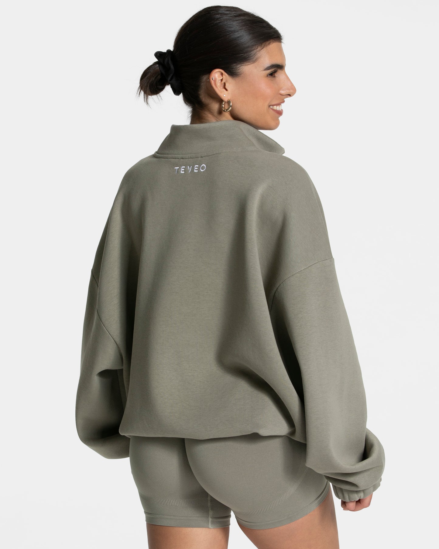 Sweat-shirt demi-zippé Femme « kaki »