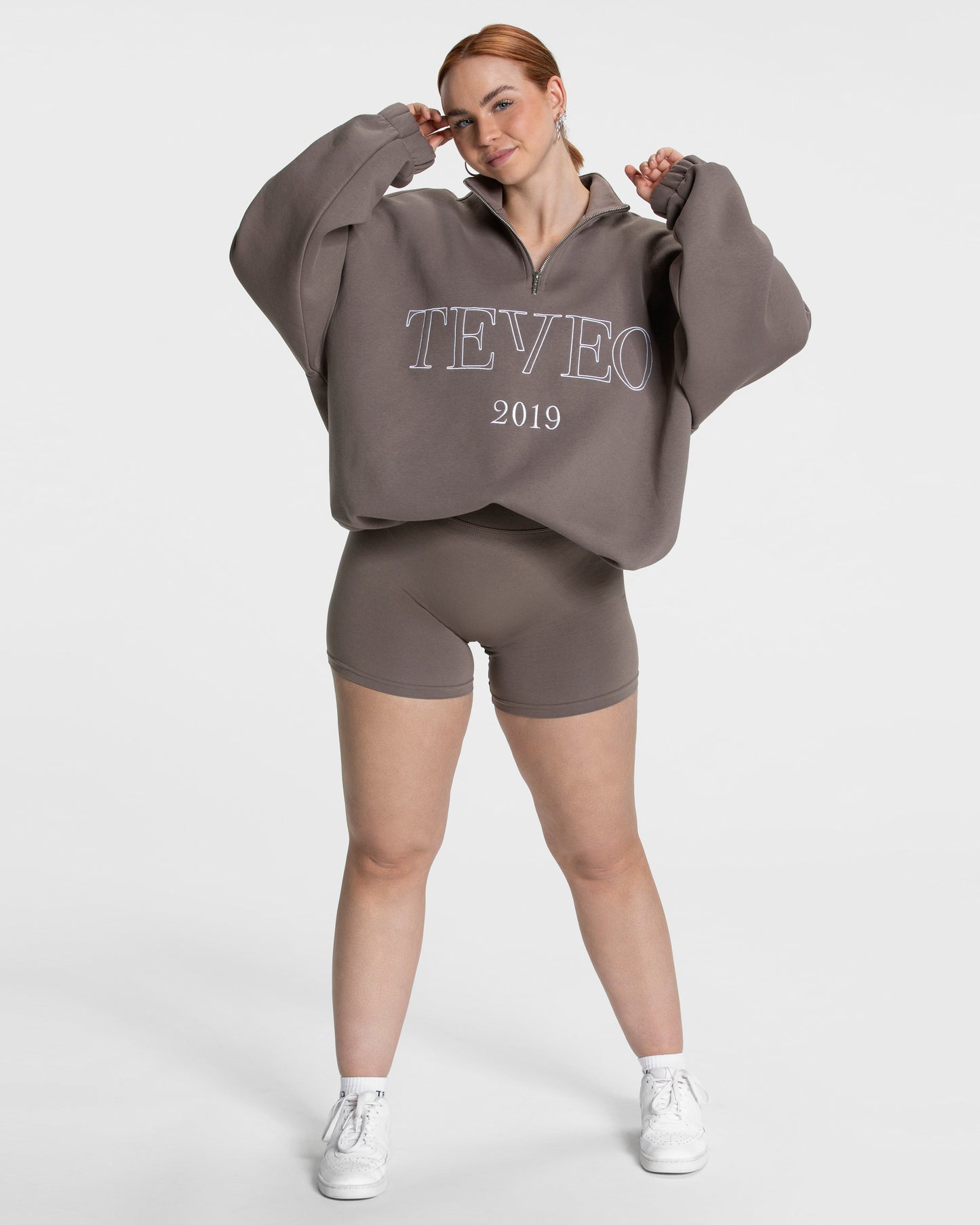 Sweat-shirt demi-zippé Femme « kaki »