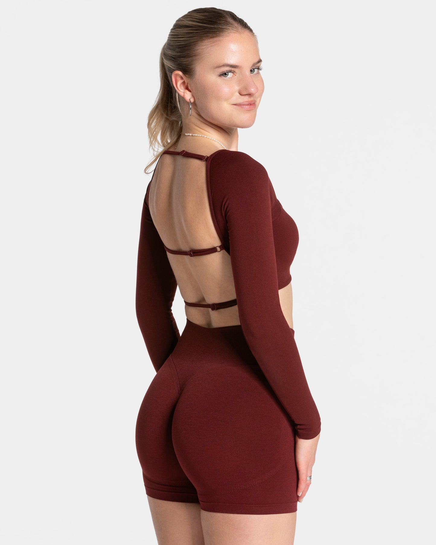 Haut à manches longues Femme Backless « bordeaux »