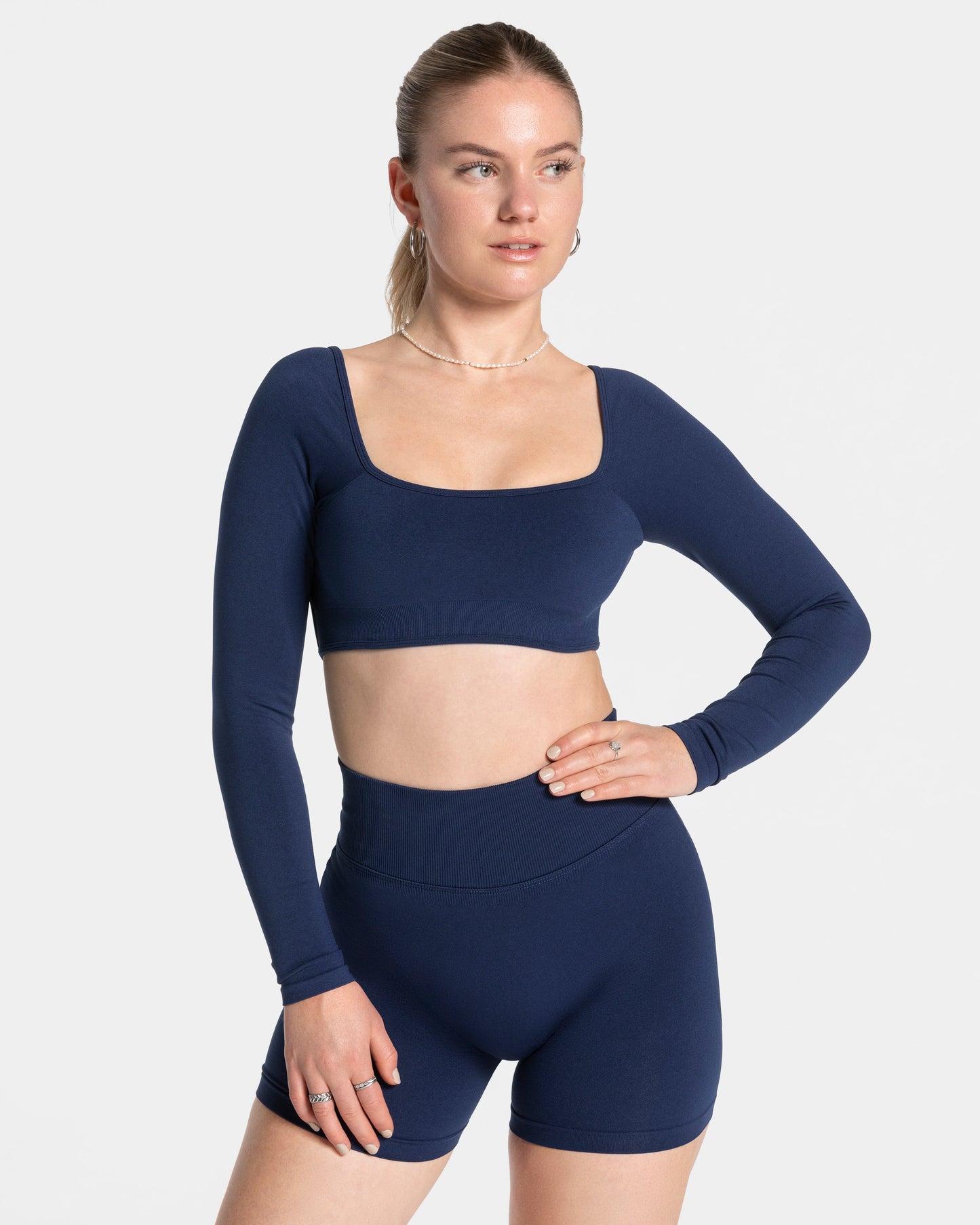 Haut à manches longues Femme Backless « bleu foncé »