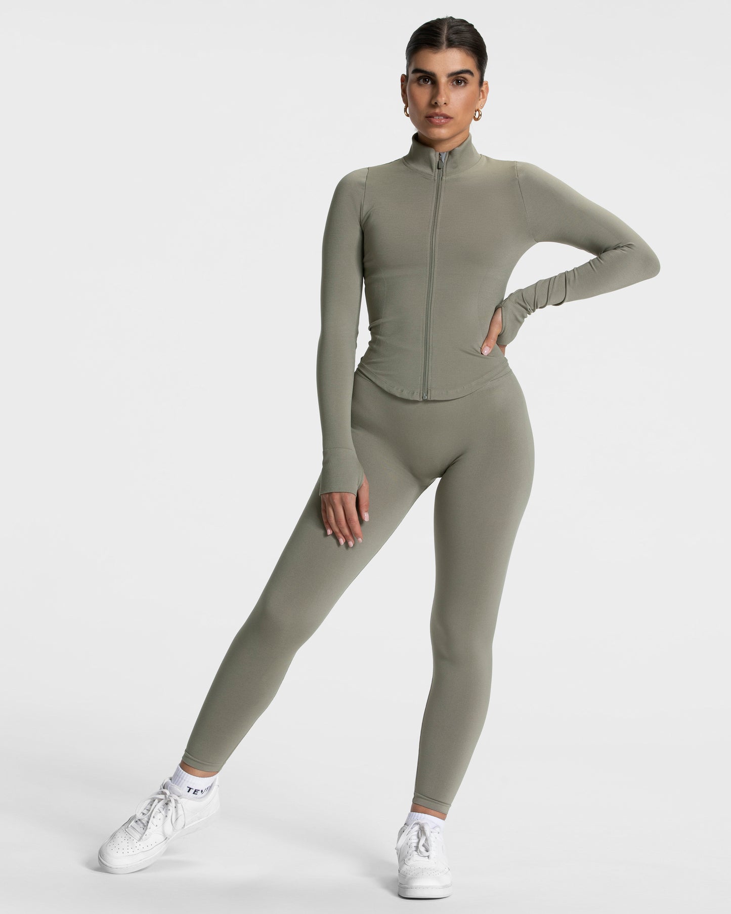 Veste de sport zippée Femme Shaping « kaki »