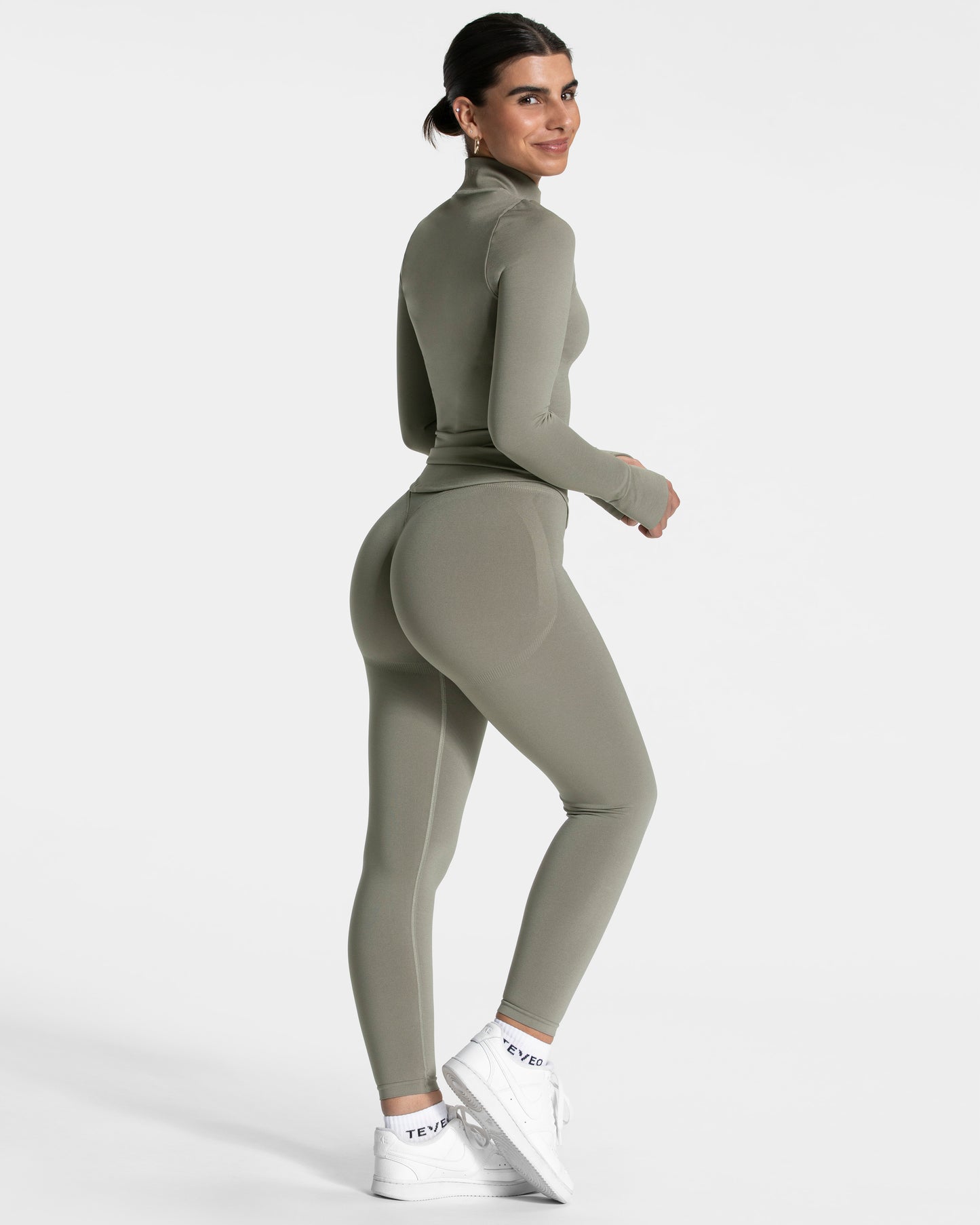 Veste de sport zippée Femme Shaping « kaki »