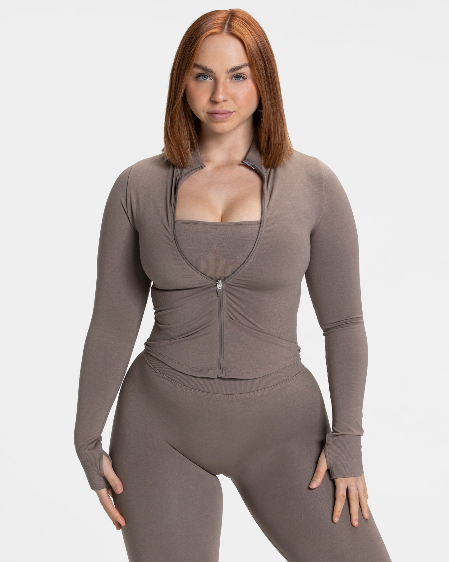 Veste zippée Femme Shaping « moka »