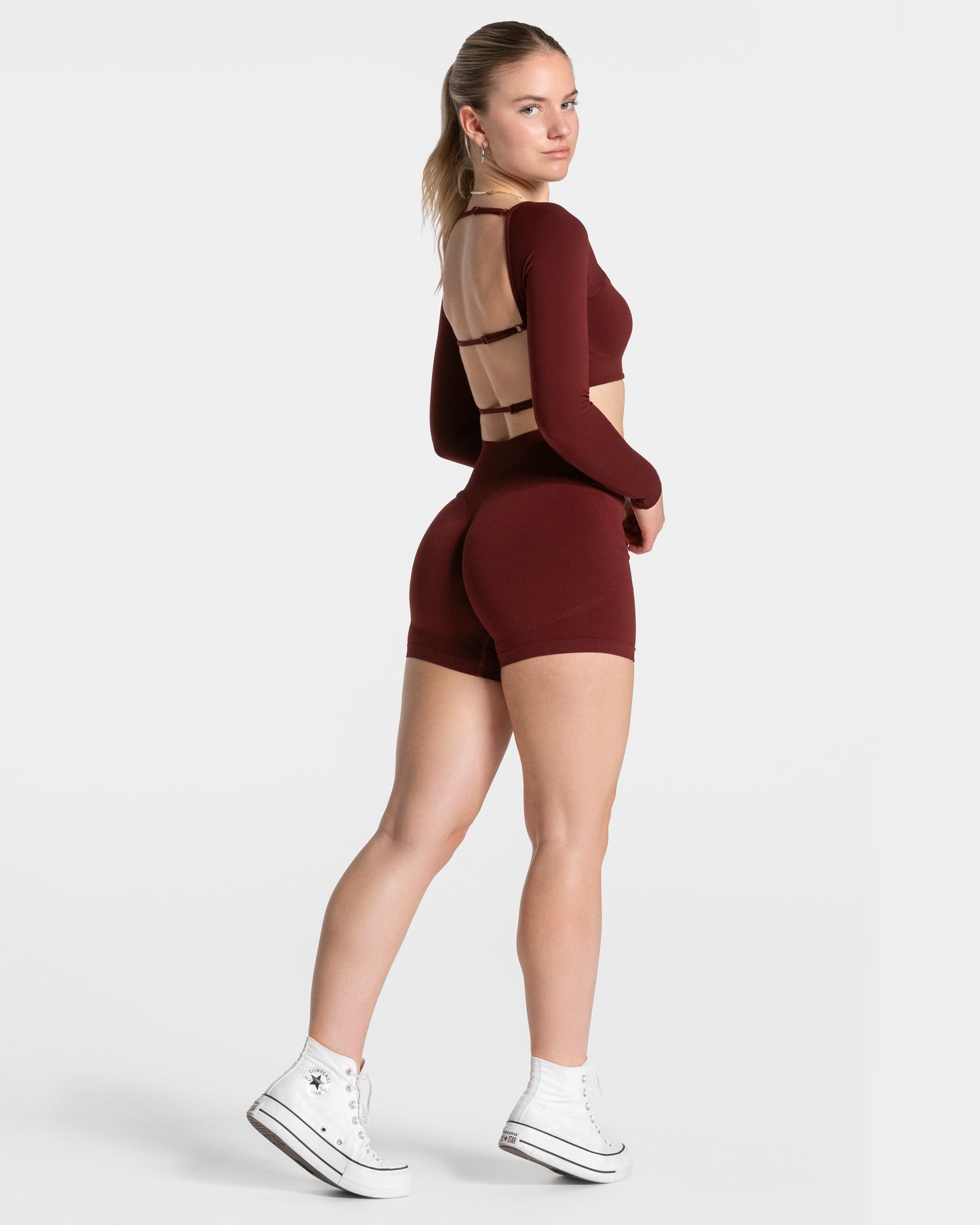 Haut à manches longues Femme Backless « bordeaux »