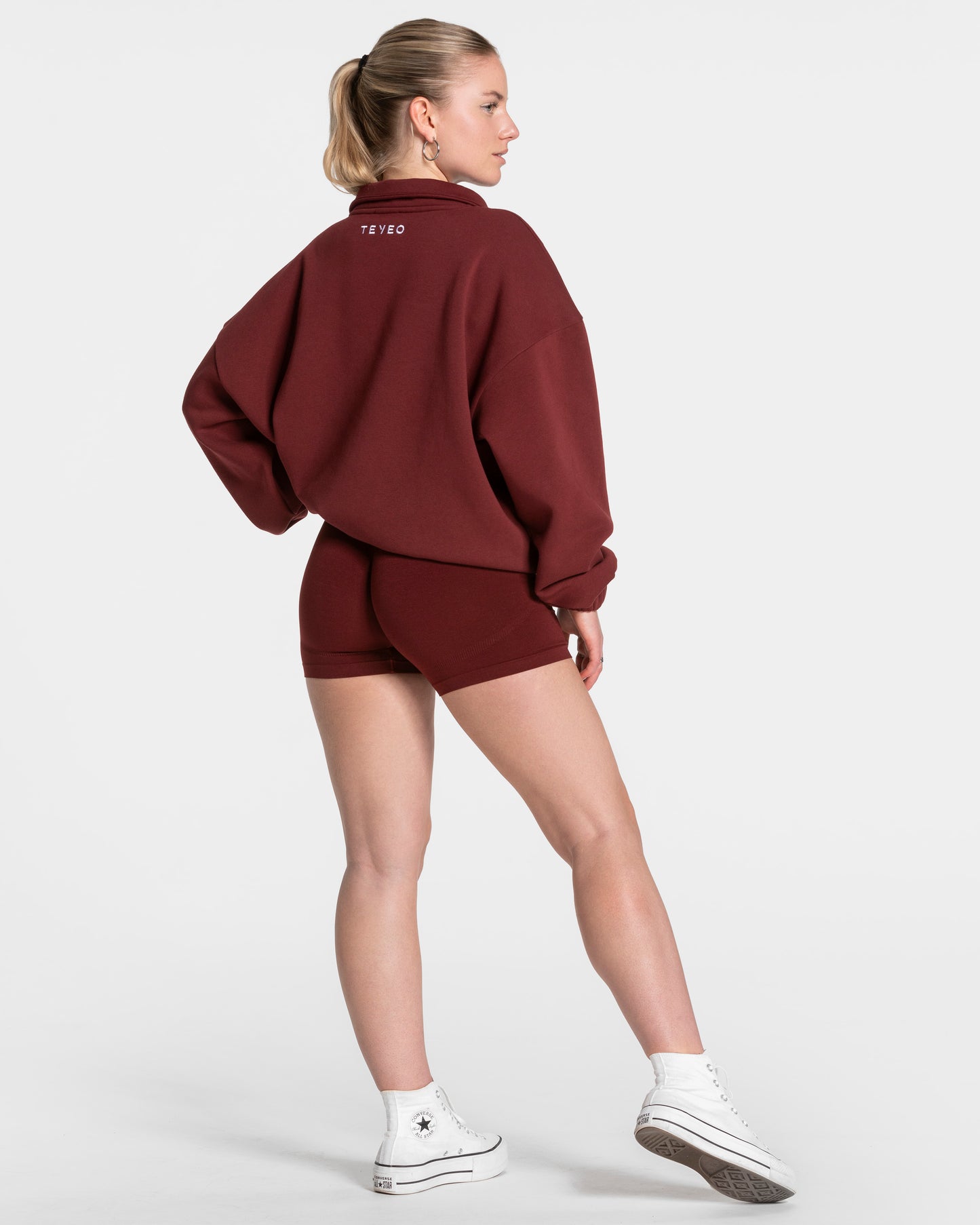 Sweat-shirt demi-zippé Femme « bordeaux »