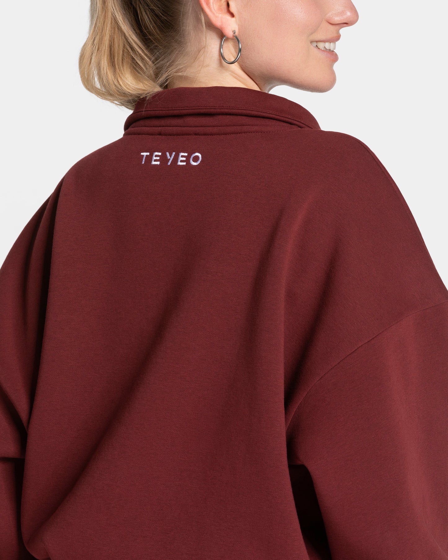 Sweat-shirt demi-zippé Femme « bordeaux »