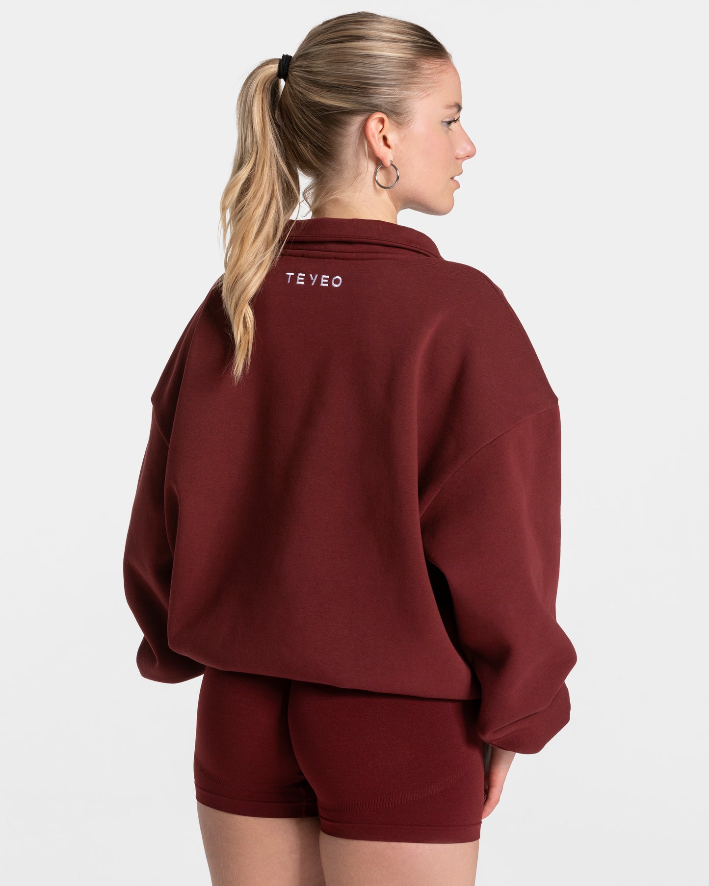 Sweat-shirt demi-zippé Femme « bordeaux »