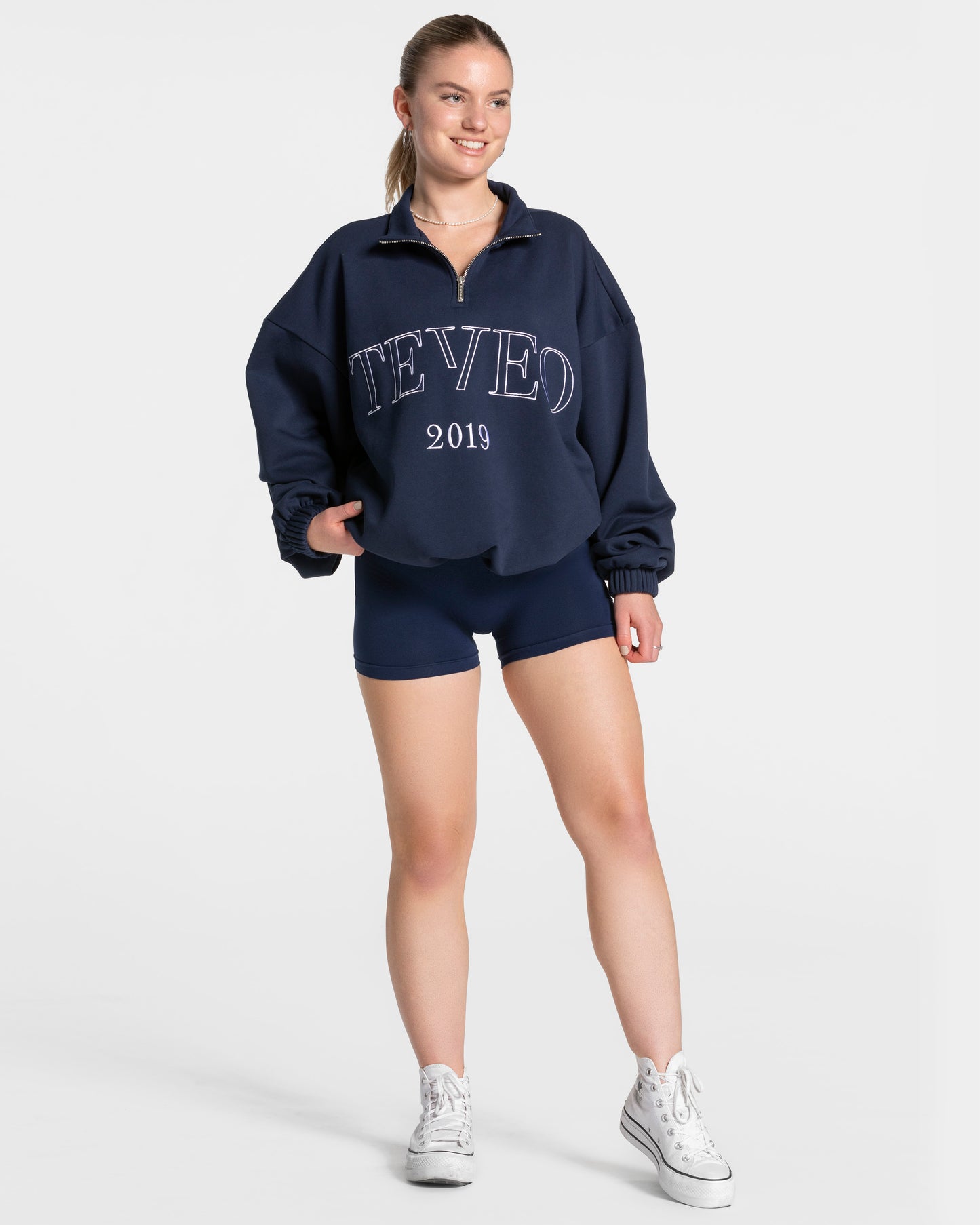 Sweat-shirt demi-zippé Femme « bleu foncé »