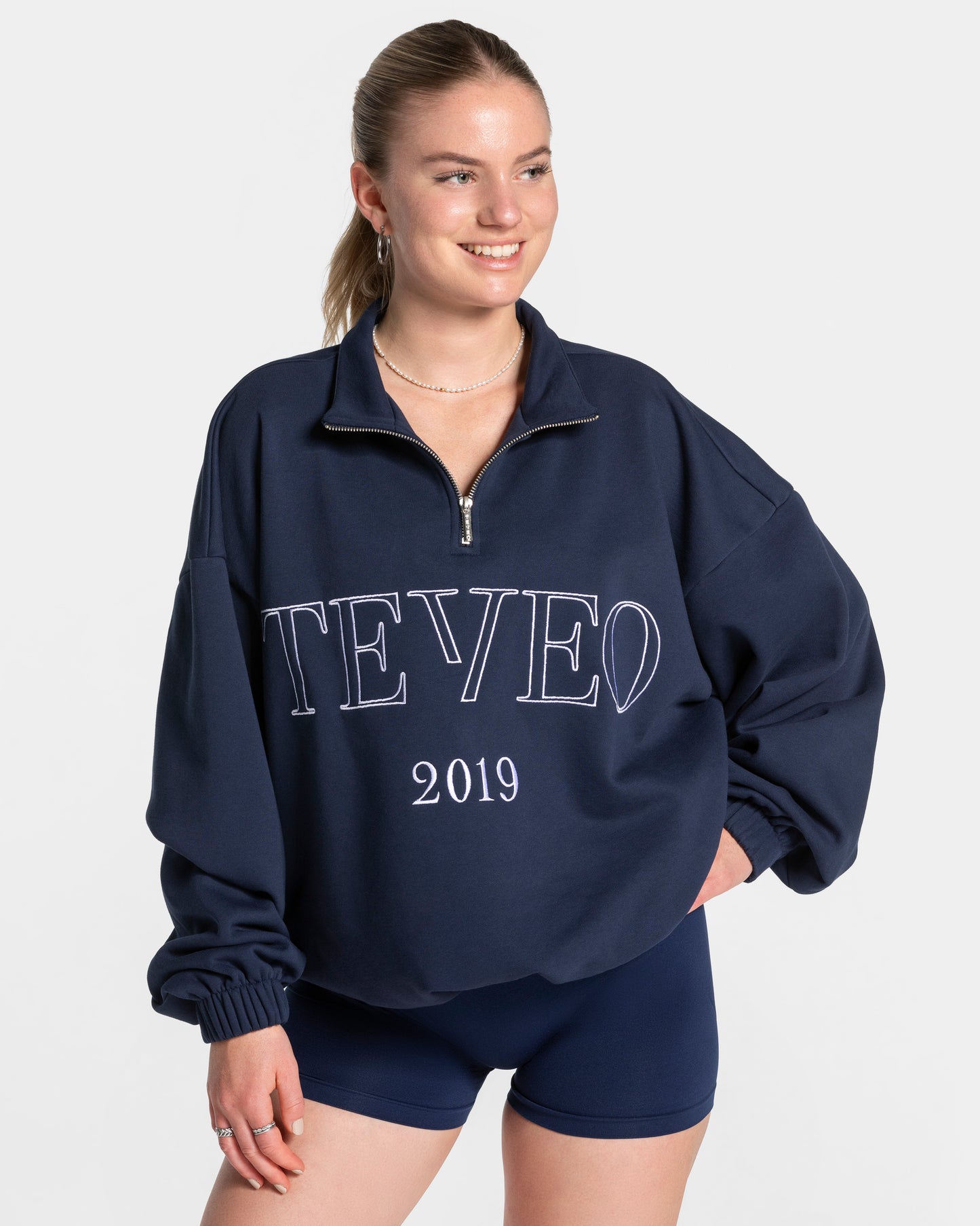 Sweat-shirt demi-zippé Femme « bleu foncé »