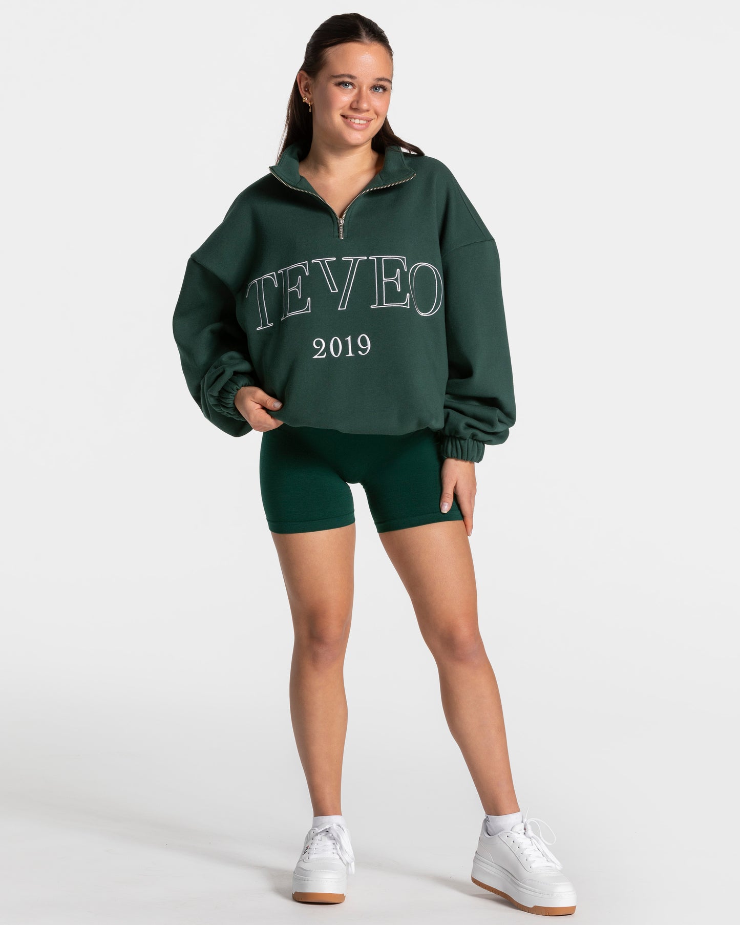 Sweat-shirt demi-zippé Femme « vert foncé »