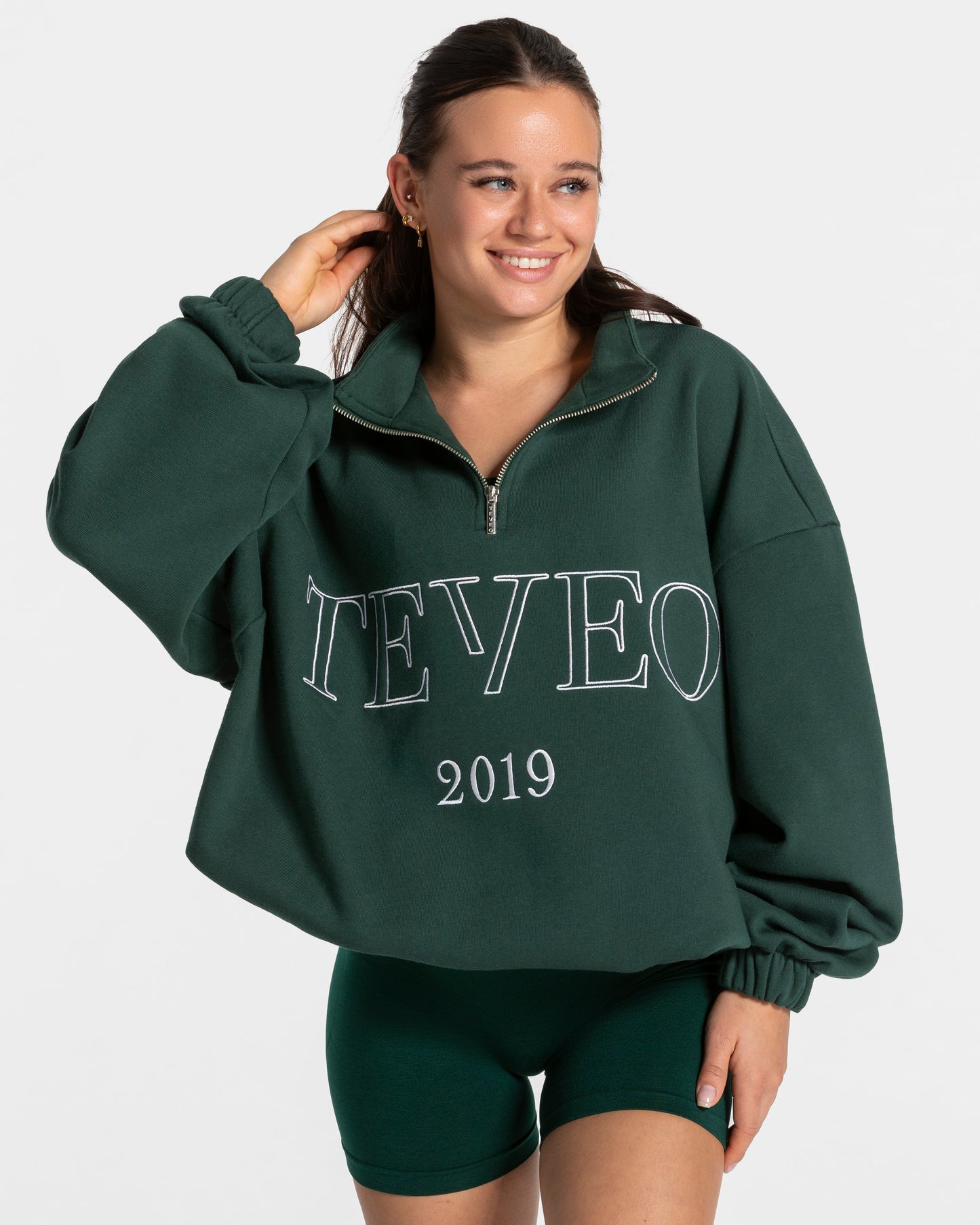 Sweat-shirt demi-zippé Femme « vert foncé »