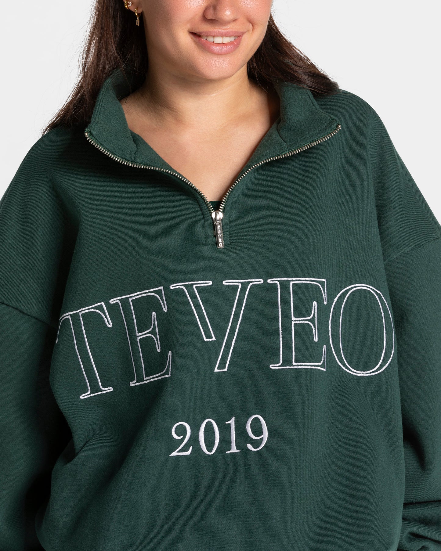 Sweat-shirt demi-zippé Femme « vert foncé »