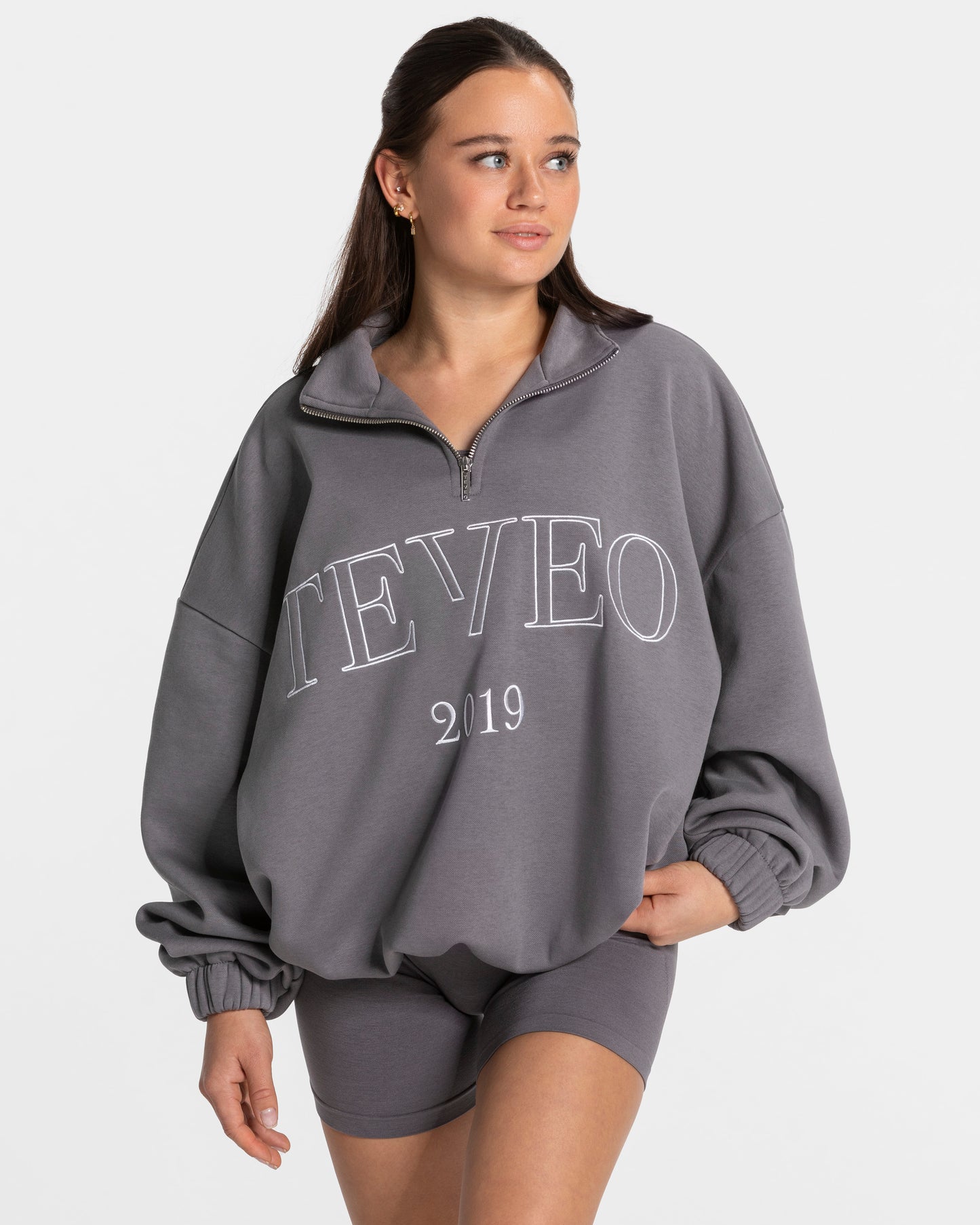 Sweat-shirt demi-zippé Femme « graphite »