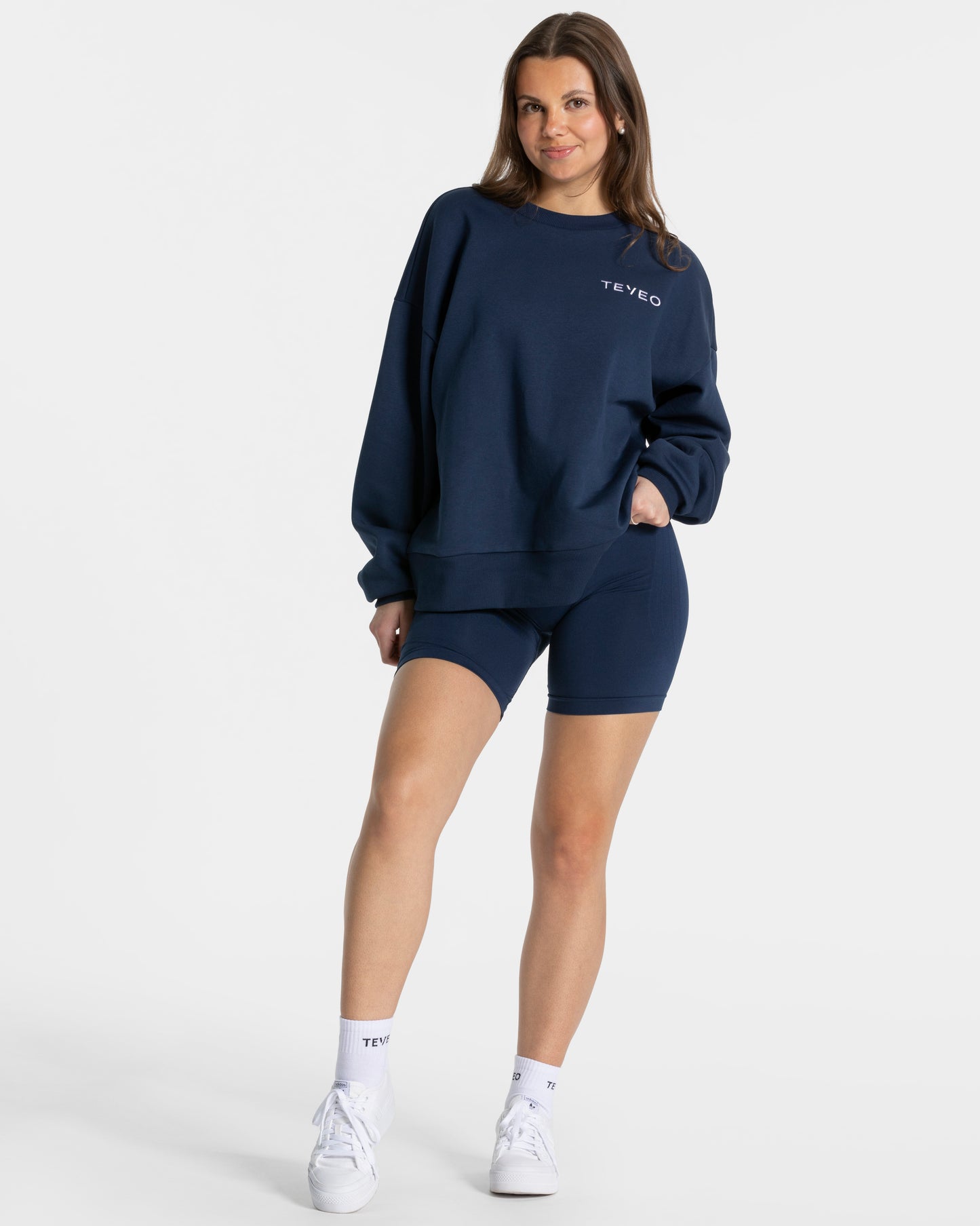 Sweat-shirt oversize Signature « bleu foncé »