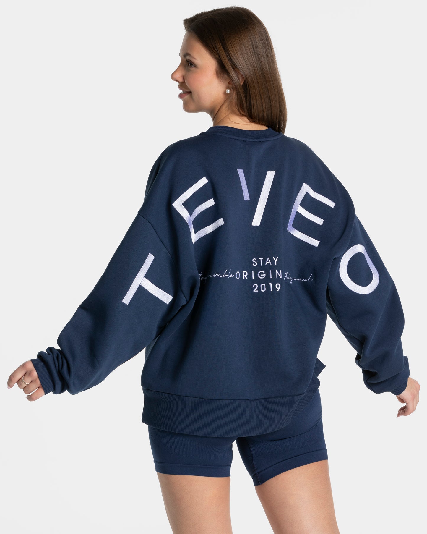 Sweat-shirt oversize Signature « bleu foncé »