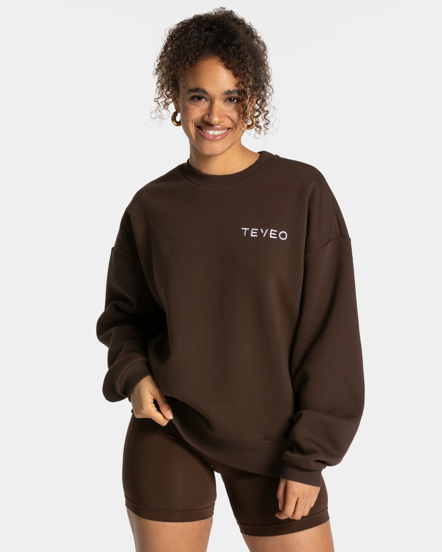 Sweat-shirt oversize Signature « marron foncé »