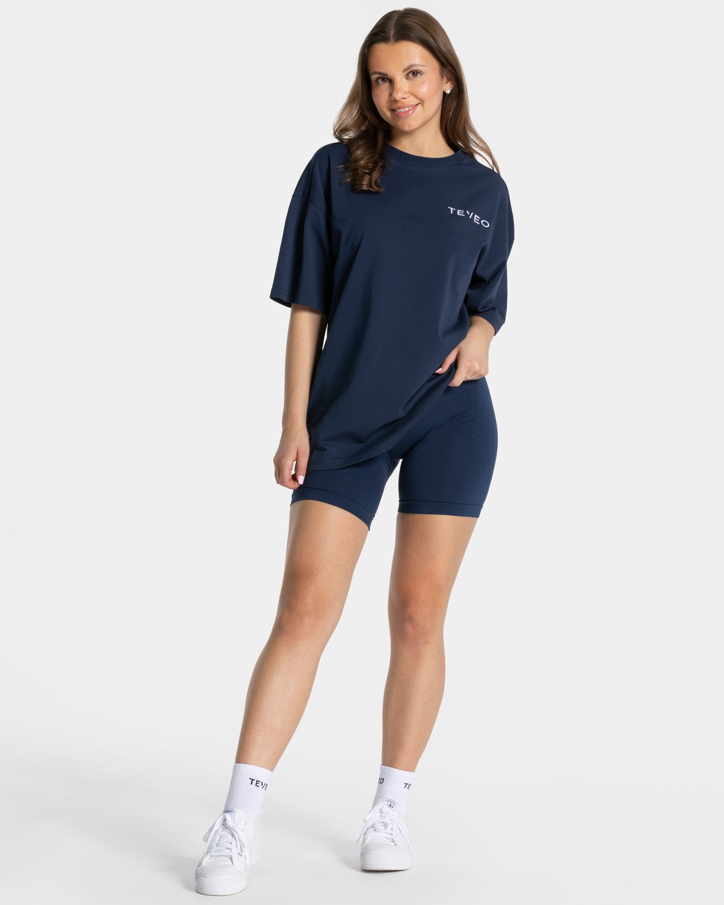 T-shirt oversize Signature « bleu foncé »