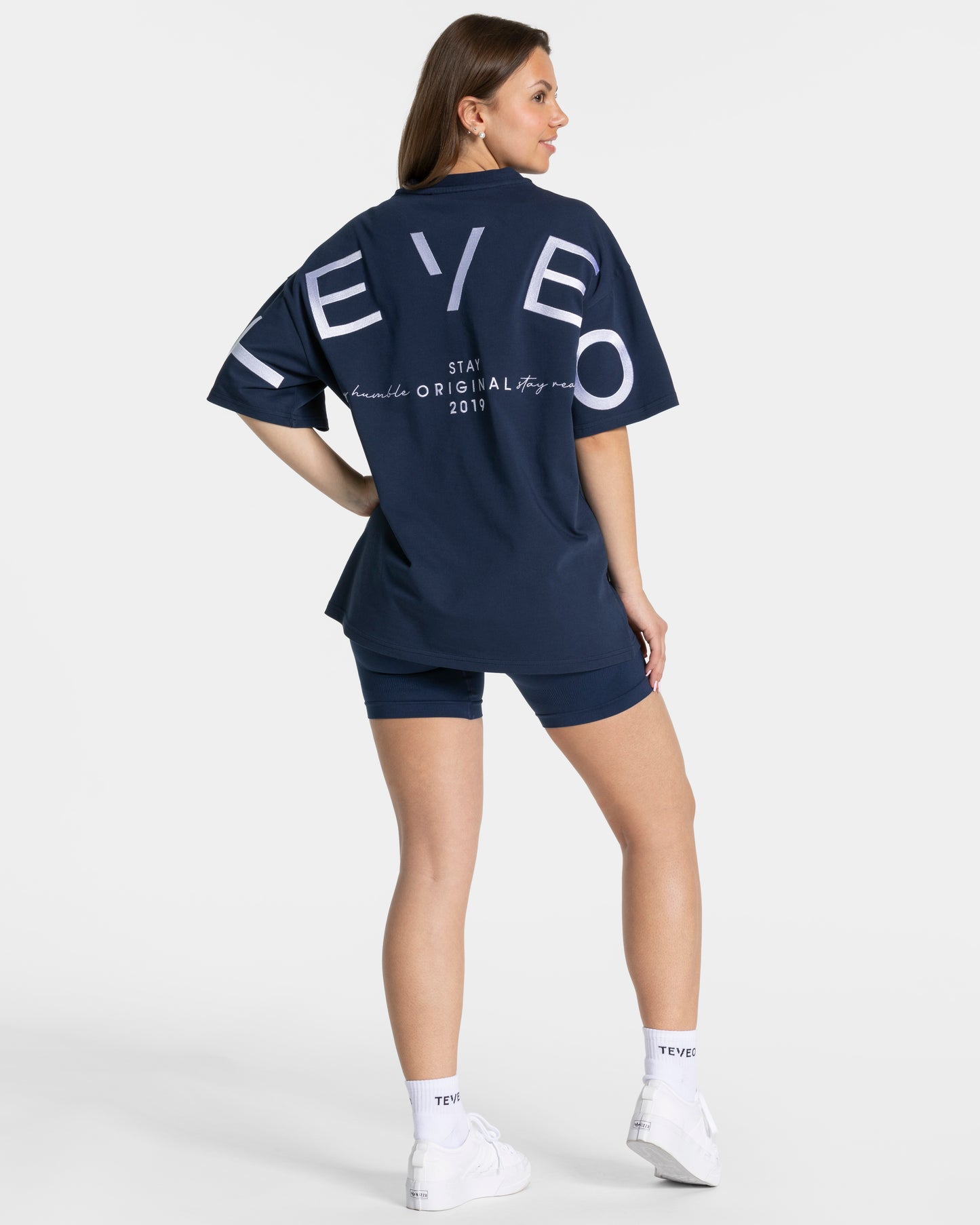 T-shirt oversize Signature « bleu foncé »