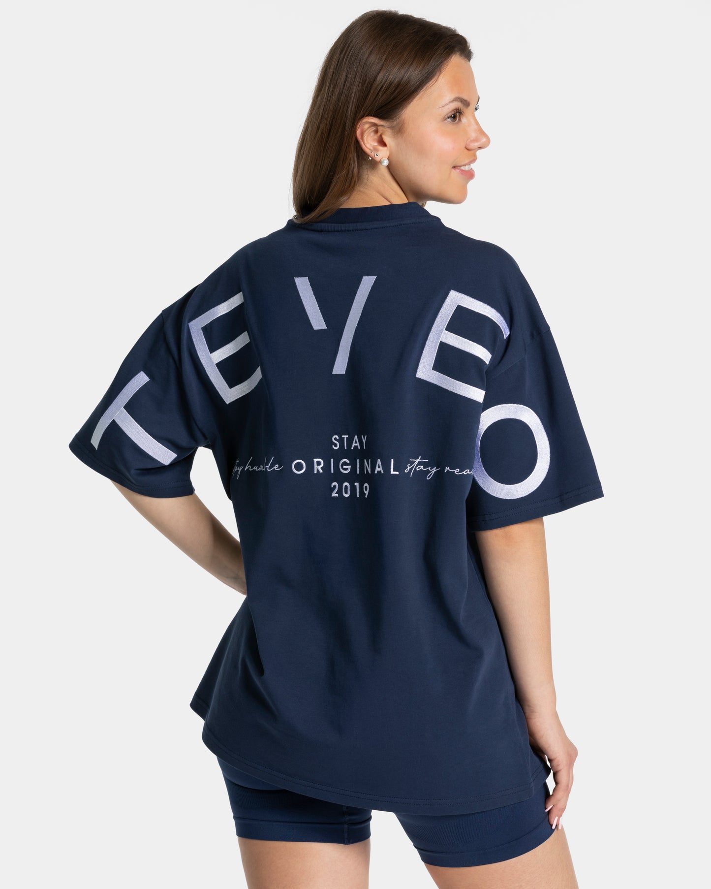 T-shirt oversize Signature « bleu foncé »