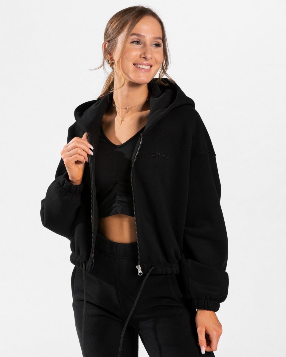 Iconic Oversized Zip Hoodie "Schwarz" - TEVEO