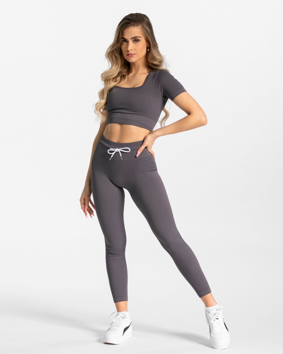 Ribbed Leggings "Grau" - TEVEO