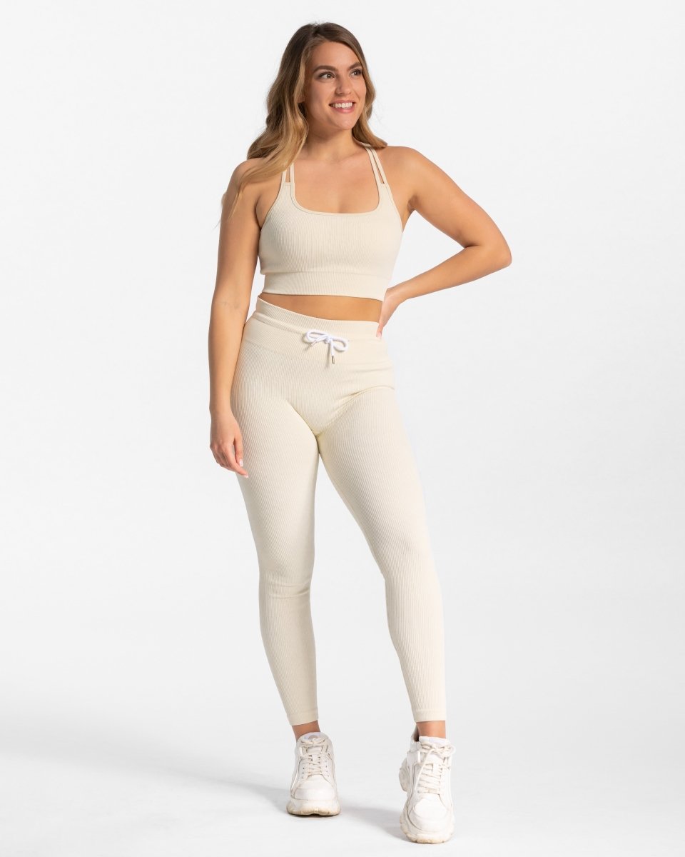 Ribbed Leggings "Ivory" - TEVEO