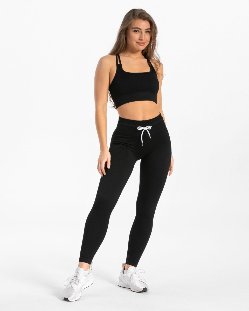 Ribbed Leggings "Schwarz" - TEVEO