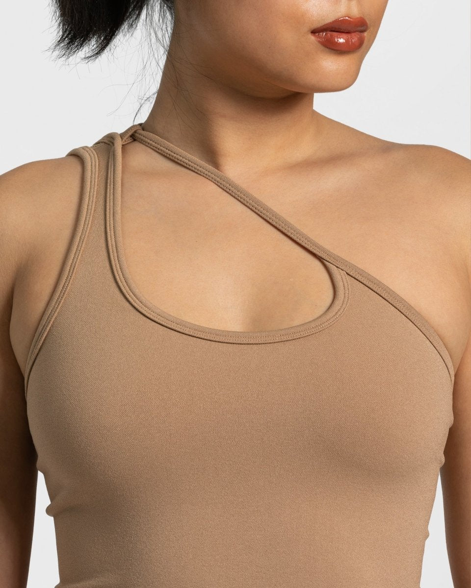 Sassy One Shoulder Top "Beige" - TEVEO