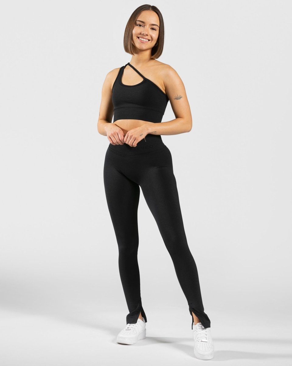 Sassy Slit Leggings "Schwarz" - TEVEO